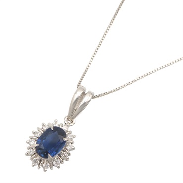 JEWELRY Sapphire Diamond Necklace Pendant Pt900 PT850 Platinum Blue Used Women