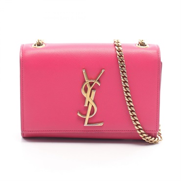 SAINT LAURENT PARIS Kate Monogram Chain Shoulder Crossbody Bag leather Pink Used