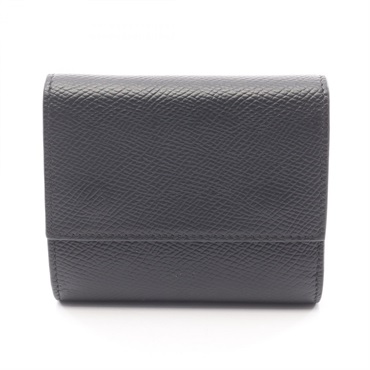 CELINE Small trifold compact purse wallet leather Black Used Women