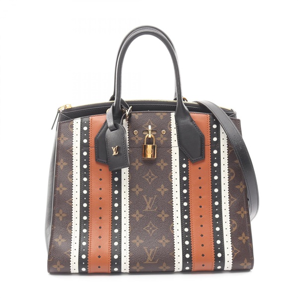 LOUIS VUITTON City Steamer MM Handbag M43493 Monogram canvas leather Brown Used