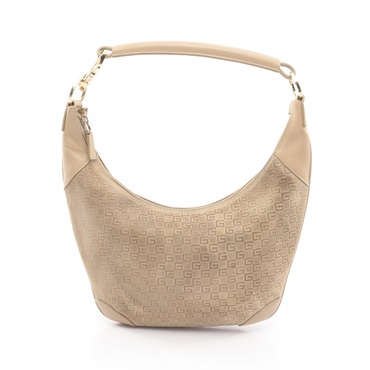 GUCCI G pattern Shoulder Bag 001 4158 Suede leather Beige Used Women