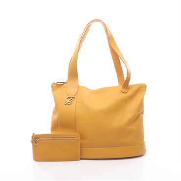 LOEWE Tote Shoulder Bag leather Yellow Used Women