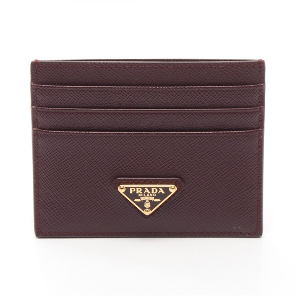 PRADA SAFFIANO TRIANG Card Case 1MC025 leather Bordeaux Used Women