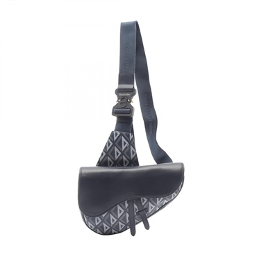 Christian Dior CD Diamond Saddle Waist bag canvas leather Navy Used mens
