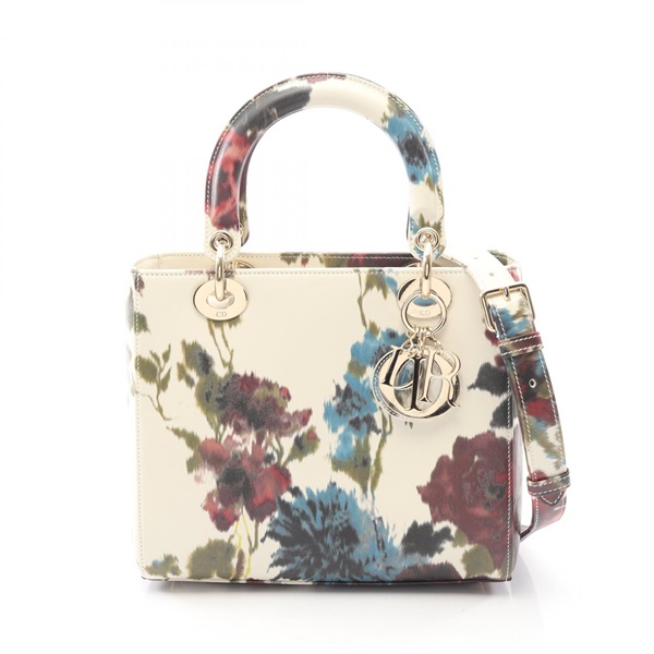 Dior LADY DIOR Shoulder Tote Handbag crossbody leather White Multicolor Used
