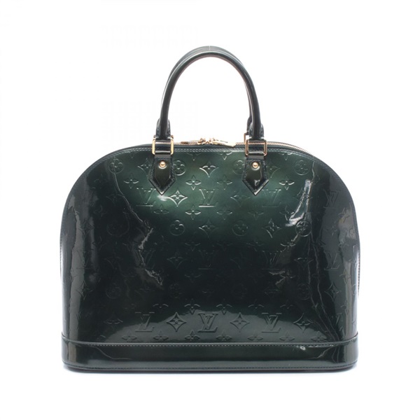 LOUIS VUITTON Alma GM Handbag M93682 Vernis leather Green Blue nuit Used Women