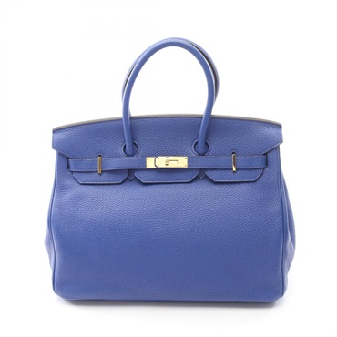 HERMES Birkin 35 Handbag R Togo leather Blue electric GHW Used Women