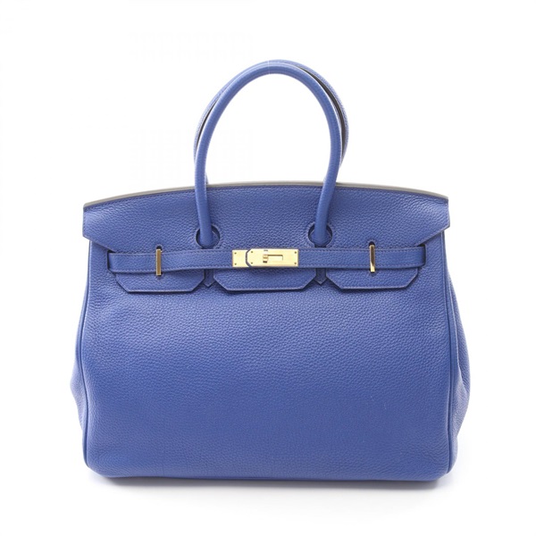 HERMES Birkin 35 Handbag R Togo leather Blue electric GHW Used Women