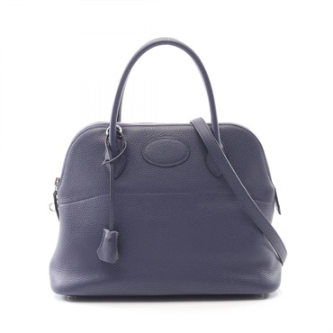 HERMES Bolide 31 Shoulder Handbag D Clemence leather Blue encre SHW Used Women