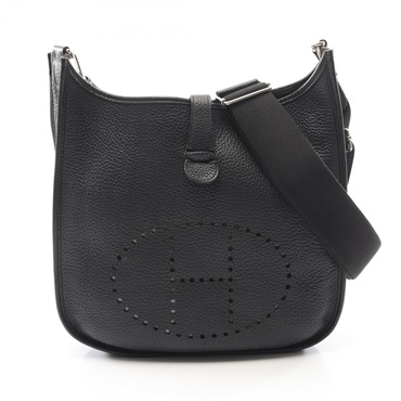 HERMES Evelyne 3 III GM Shoulder Crossbody Bag Clemence leather Black SHW Used R