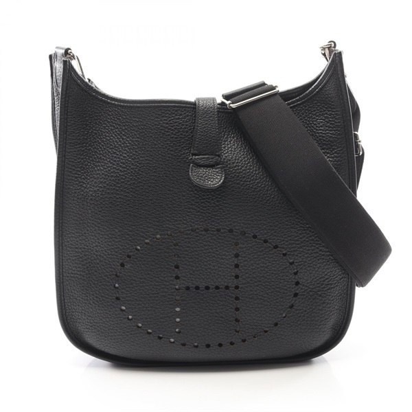HERMES Evelyne 3 III GM Shoulder Crossbody Bag Clemence leather Black SHW Used R