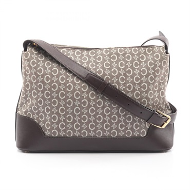 CELINE C Macadam Shoulder crossbody Bag canvas leather Brown Used Women