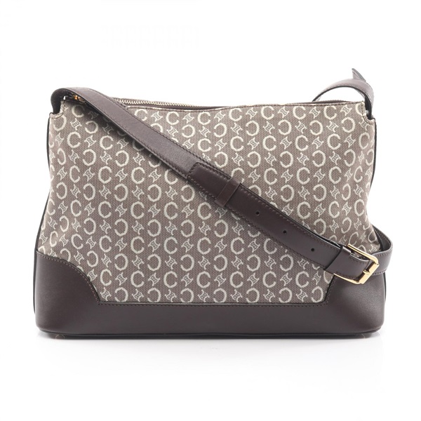 CELINE C Macadam Shoulder crossbody Bag canvas leather Brown Used Women