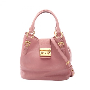 Miu Miu MADRAS shoulder crossbody Handbag RNC886 leather Pink Used Women