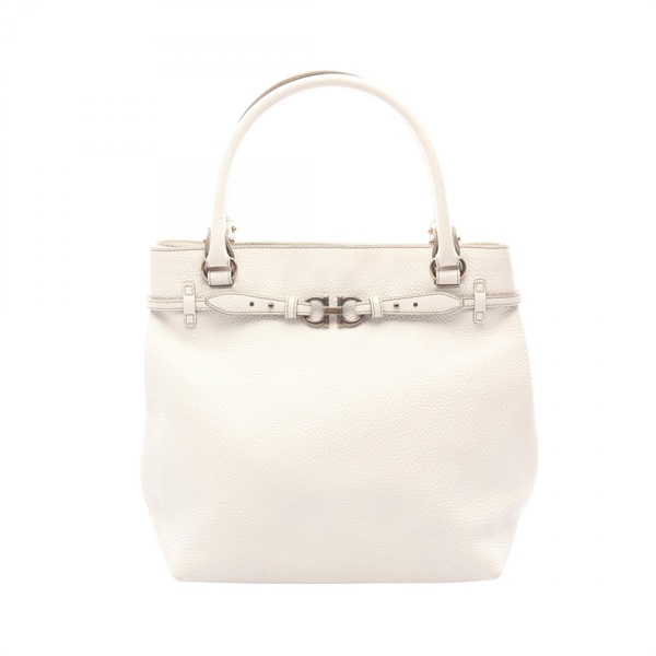 Salvatore Ferragamo Gancini Tote Handbag leather White Used Women