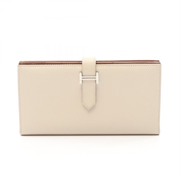 HERMES Bearn Soufflet Verso Bifold wallet 073596CK Epsom leather Beige Used B