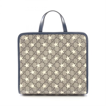 GUCCI Children's GG Star Tote hand Bag 605614 canvas leather Beige Navy Used