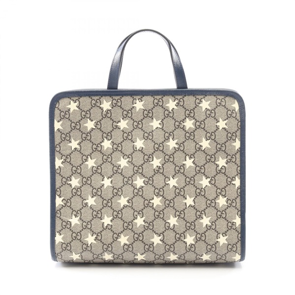 GUCCI Children's GG Star Tote hand Bag 605614 canvas leather Beige Navy Used
