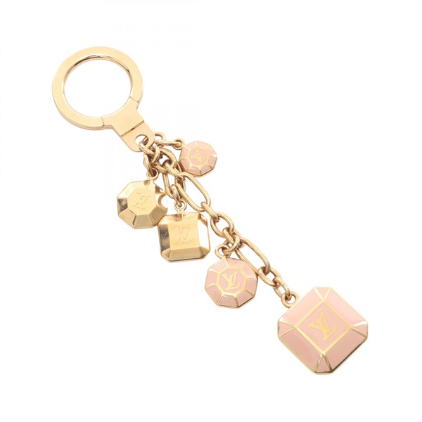 LOUIS VUITTON Porte Cle Cabochon key ring M66461 Gold Plated Pink Used Women LV