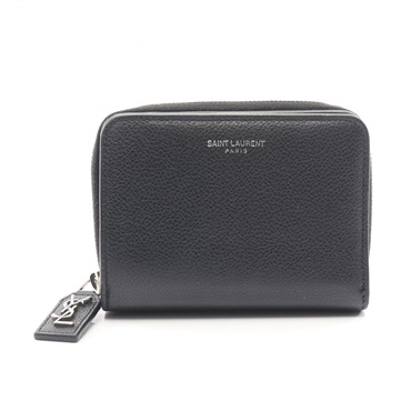 YVES SAINT LAURENT Rive Gauche Bi-fold wallet purse 414661 leather Black Used