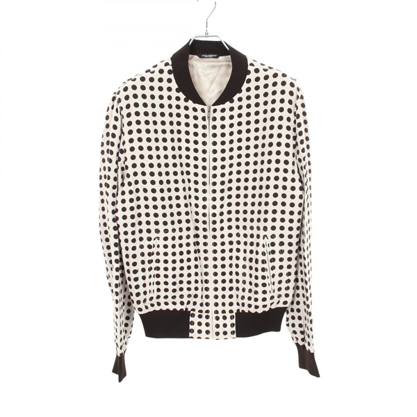 DOLCE & GABBANA Blouson Jacket silk rayon cotton White Brown Used mens #50