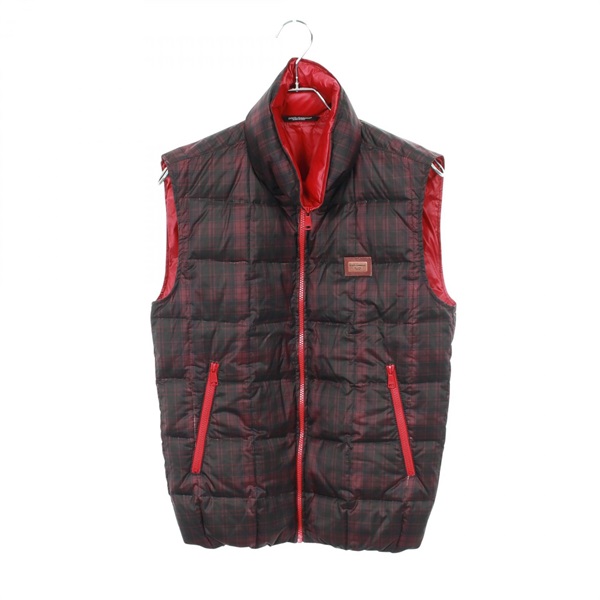DOLCE & GABBANA Down vest Sleeveless Jacket #46 polyester Black Bordeaux Used