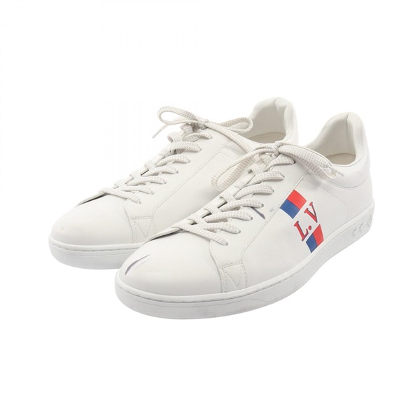 LOUIS VUITTON Luxembourg line Sneakers leather White Red Blue Used mens # 8 1/2