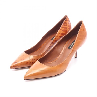 DOLCE & GABBANA Pointed-toe Stiletto Pumps leather Brown Used Women #38