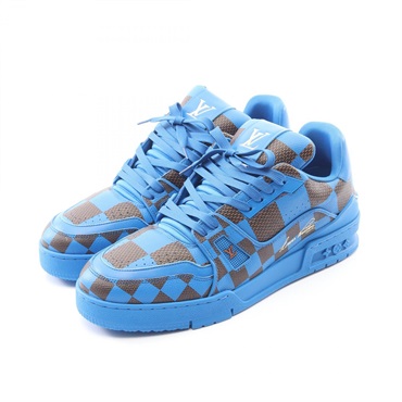 LOUIS VUITTON LV Trainer Line Marine Blue sneakers shoes #8 leather Used mens