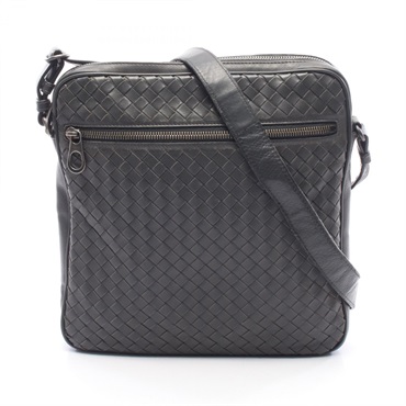 BOTTEGA VENETA Intrecciato Shoulder crossbody Bag leather Gray Used mens