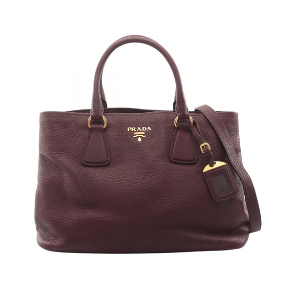 PRADA Vitterodino 2Way Tote Bag leather Bordeaux Used Women