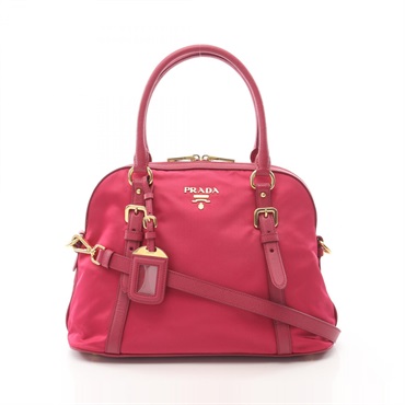PRADA TESSUTO SAFFIANO 2Way Shoulder Handbag 1BB013 Nylon leather Pink Used