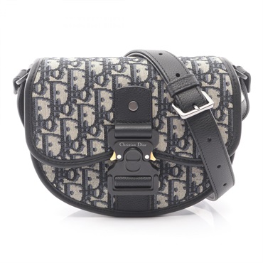Dior GALLOP Oblique Shoulder Crossbody Bag canvas leather Beige Black Blue Used