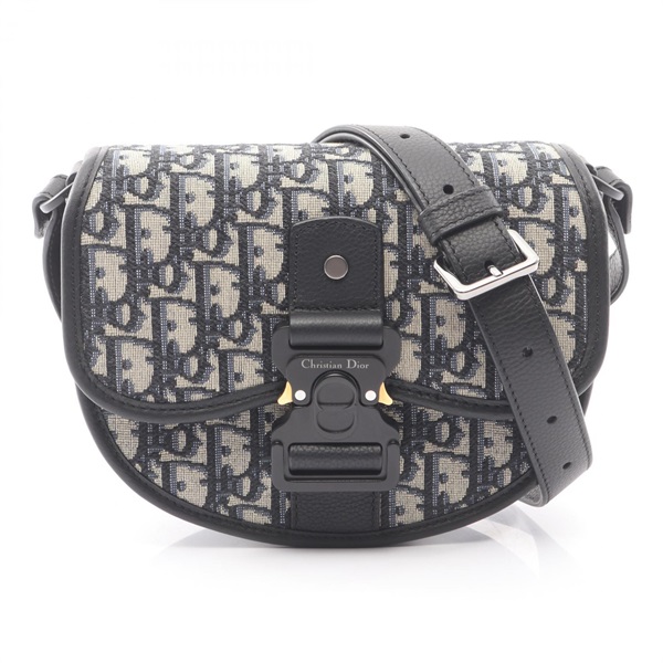 Dior GALLOP Oblique Shoulder Crossbody Bag canvas leather Beige Black Blue Used