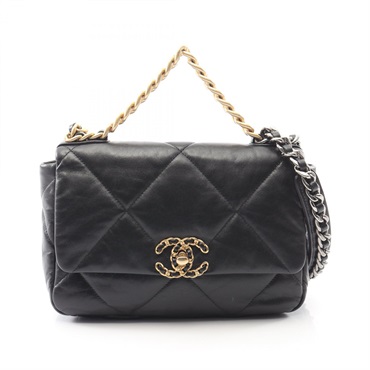 CHANEL 19 dix-neuf Matelasse Shoulder Bag AS1160 Lamb sheep leather Black Used