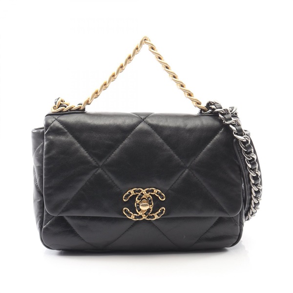 CHANEL 19 dix-neuf Matelasse Shoulder Bag AS1160 Lamb sheep leather Black Used