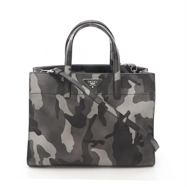 PRADA SAFFIANO SOFT Shoulder Crossbody Handbag B2603P leather Gray Green Used