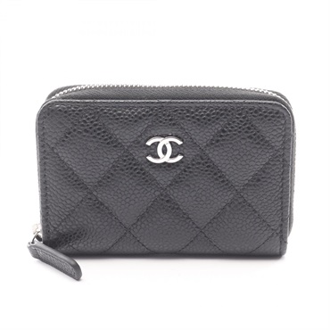 CHANEL Classic Zip Coin Purse Matelasse wallet AP0216 leather Black Used SHW
