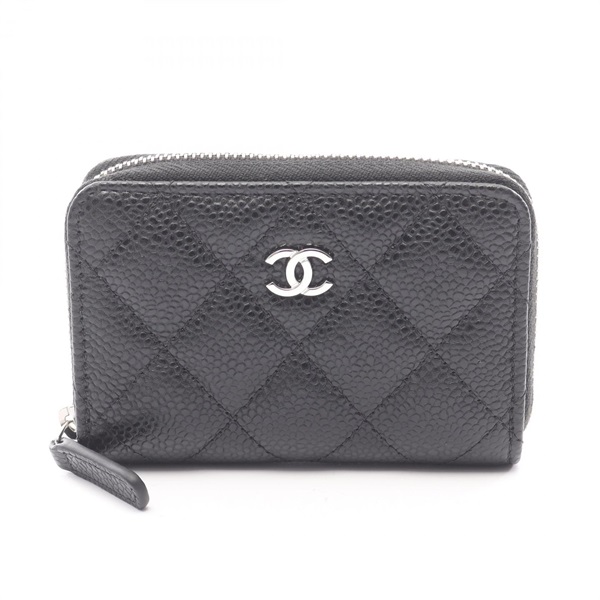 CHANEL Classic Zip Coin Purse Matelasse wallet AP0216 leather Black Used SHW