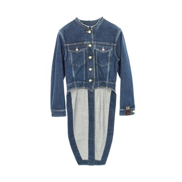 LOUIS VUITTON Denim Jacket cotton Navy Used Women #36