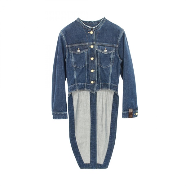 LOUIS VUITTON Denim Jacket cotton Navy Used Women #36