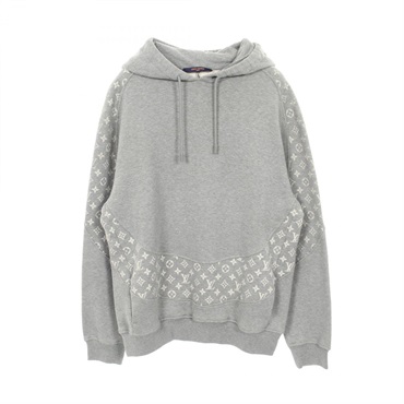 LOUIS VUITTON Monogram Circle Cut Hoodie Sweatshirt cotton Gray Gres Used size M