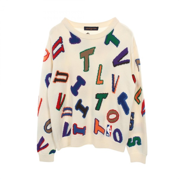 LOUIS VUITTON x NBA Letter Knit sweater RM212M wool White Red Green Used mens XL