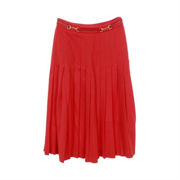 GUCCI Pleated skirt #38 jupe 560441 wool Red Used Women