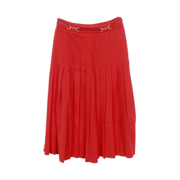 GUCCI Pleated skirt #38 jupe 560441 wool Red Used Women
