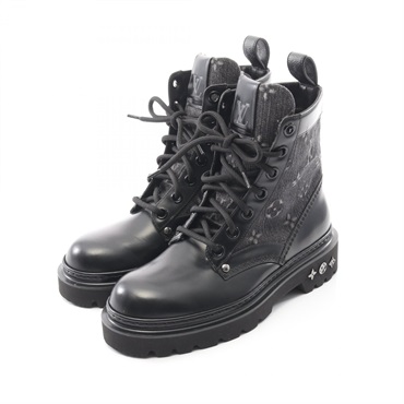 LOUIS VUITTON LV Ranger Ancre short boots #6 Monogram leather denim Black Used