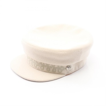 HERMES Cabourg en Finesse  Hat cap wool White Used Women