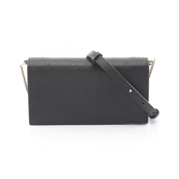 BVLGARI infinitum Crossbody Shoulder Bag 291748 leather Black Used Women