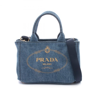 PRADA DENIM Canapa 2Way Tote Bag 1BG439 denim Blue Used Women