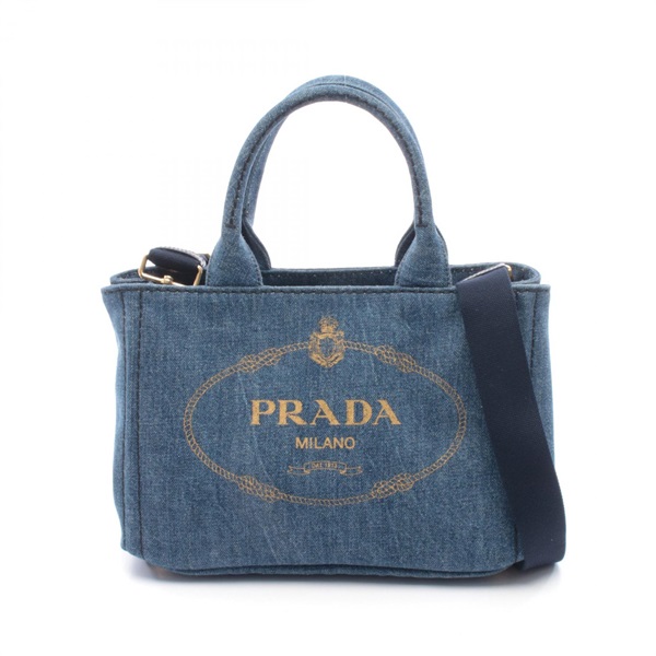 PRADA DENIM Canapa 2Way Tote Bag 1BG439 denim Blue Used Women